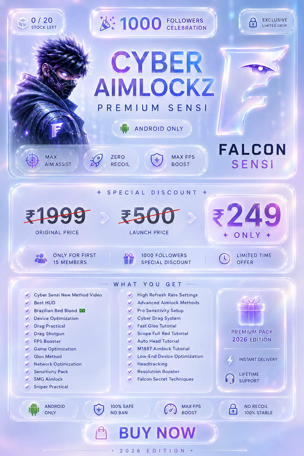 Cyber Aimlockz Premium Sensi Pack (Android) | Limited Stock 20